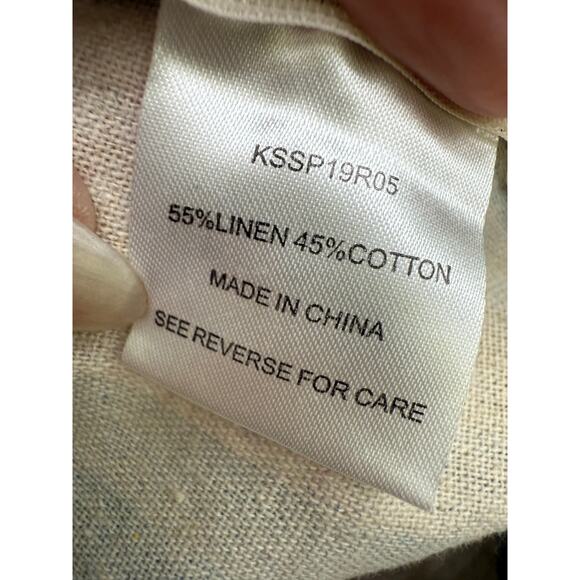 Knot Sisters Lana Jumpsuit linen blend small natural blue stripe zipper side - Picture 7 of 10